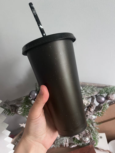 SAMPLE. Personalised black glitter cup