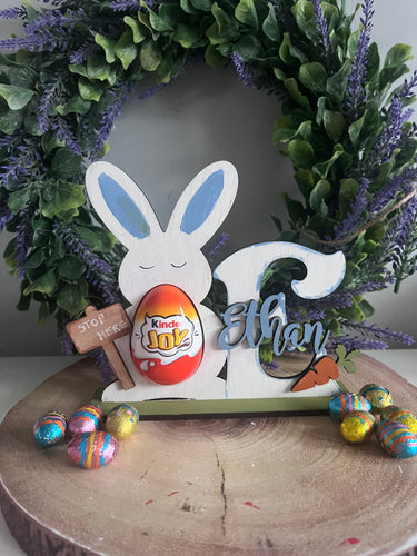 Personalised Bunny Letter Kinder or Creme Egg Holder