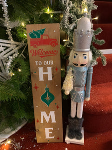 Christmas wooden Block - Welcome to our home
