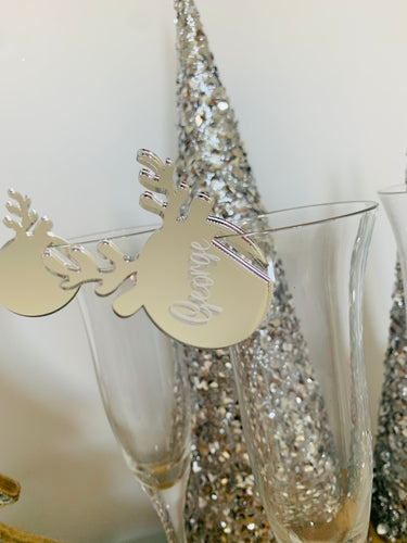 SALE Christmas Reindeer wine glass charm