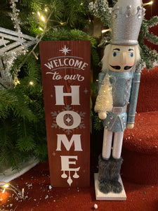 Christmas wooden Block - Welcome to our home